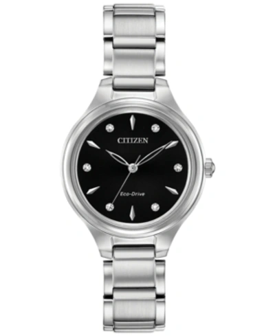 Citizen Eco-drive Women's Corso Diamond-accent Stainless Steel Bracelet Watch 29mm In Silver