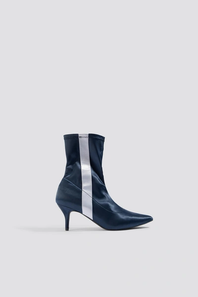 Na-kd Striped Satin Sock Boots Blue In Dark Blue