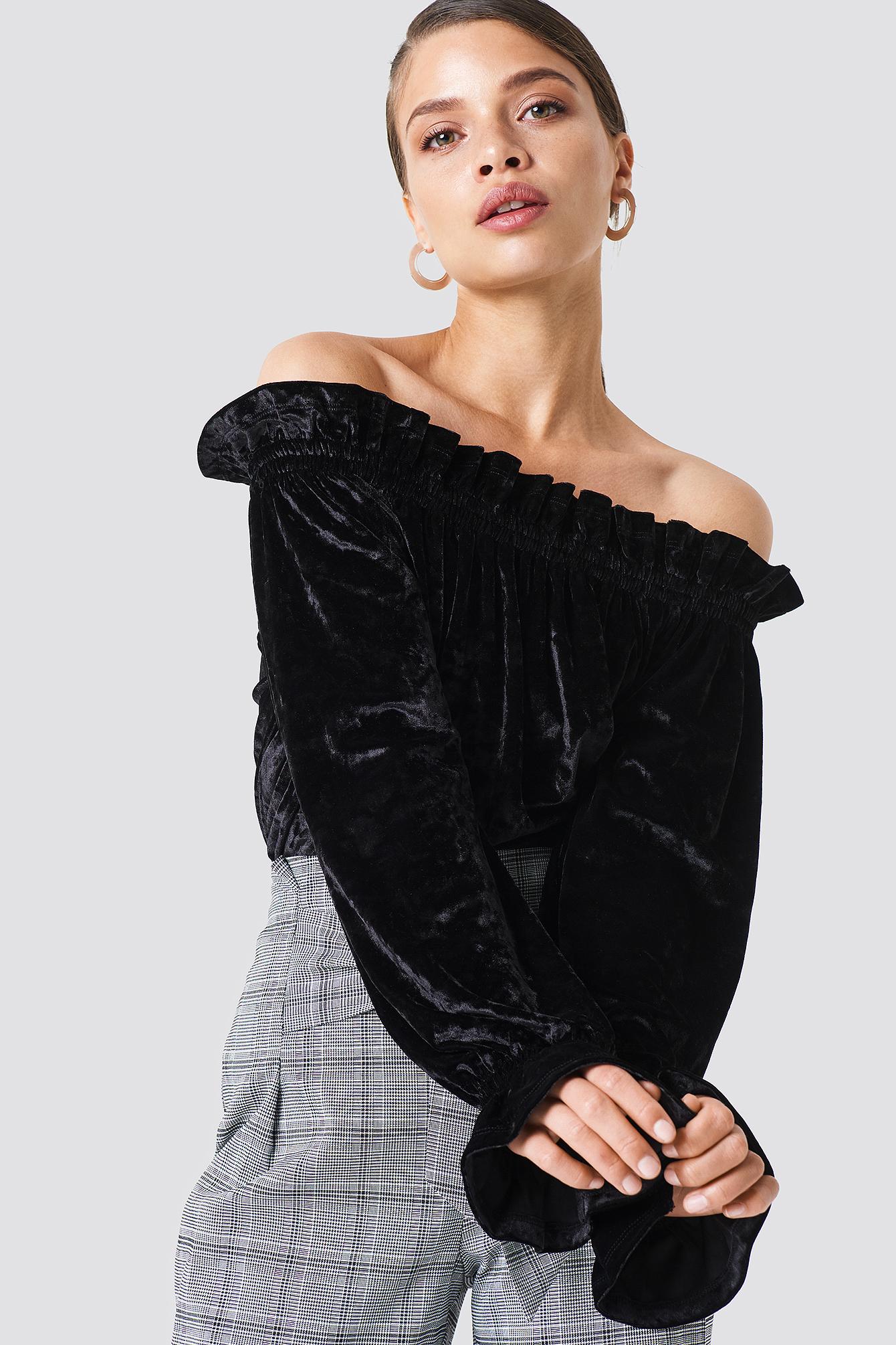 black velvet off the shoulder top