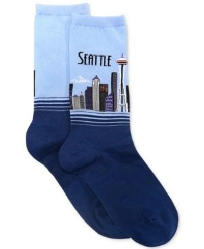 Hot Sox Women's Seattle Fashion Crew Socks In Coastal Blue