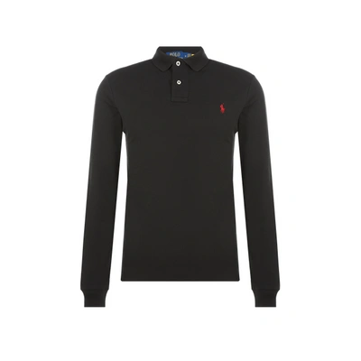 Polo Ralph Lauren Classic Fit Mesh Long-sleeve Polo Shirt In Black