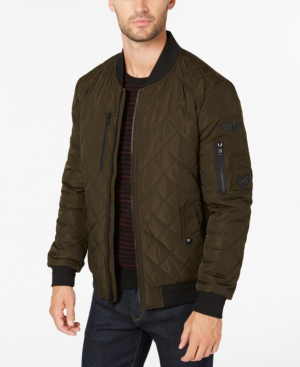 men's quilted patch bomber jacket