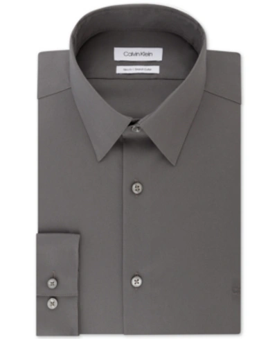Calvin Klein Men's Slim-fit Stretch Flex Collar Dress Shirt, Online Exclusive Created For Macy's In Grey