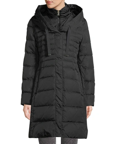 T Tahari Mia Long Puffer Coat W/ Bib In Black