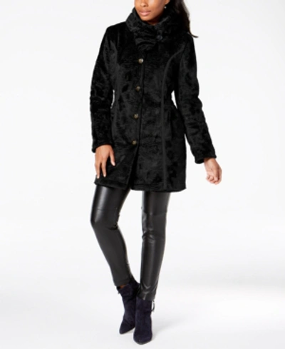 Laundry By Shelli Segal Reversible Faux Shearling & Quilted Coat In Black