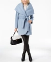 T Tahari Marla Oversized Shawl Collar Coat In Pale Blue