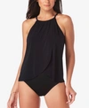 Magicsuit Aubrey Slimming High-neck Drape-front One-piece Swimsuit Women's Swimsuit In Black