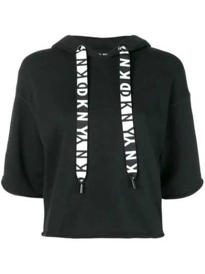 Dkny Sport Cropped Fleece Logo Hoodie, Created For Macy's In Black