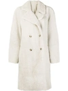 Yves Salomon Oversized Shearling Coat In White