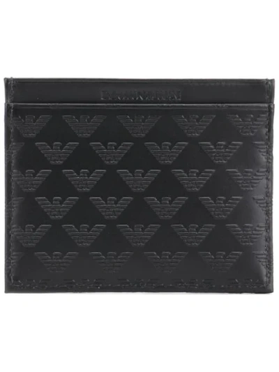 Emporio Armani Embossed Logo Cardholder In Black