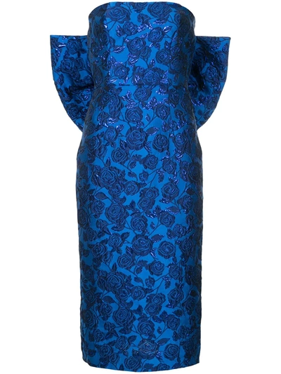 Bambah Bellflower Pencil Bow Dress In Blue