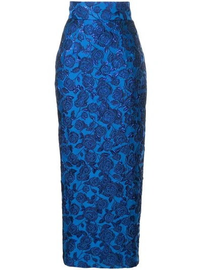 Bambah Bellflower Pencil Skirt In Blue