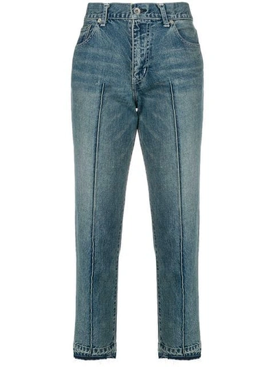 Sacai Straight Cropped Jeans In Blue