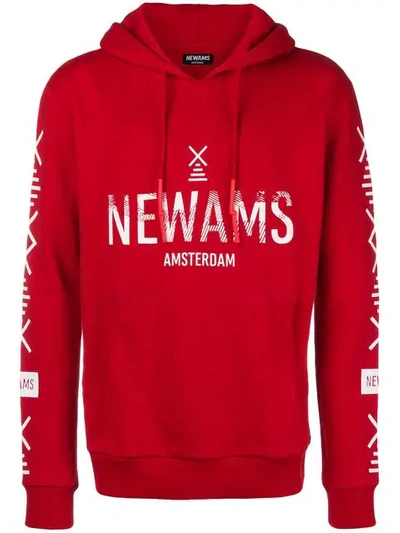 Newams Stamp Logo Hoodie In Red