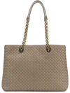 Bottega Veneta Intrecciato Medium Double-chain Tote Bag In Grey