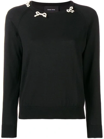 Simone Rocha Beaded Bow Sweater In Black