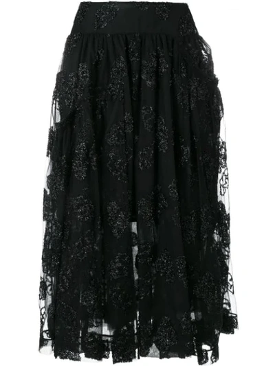 Simone Rocha Jacquard Tulle Midi Skirt In Black