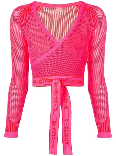 Pinko Wrap Mesh Cardigan In Pink