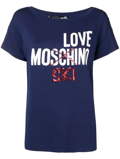 Love Moschino Logo T-shirt In Blue