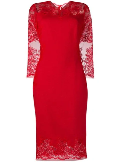 Ermanno Scervino Lace Midi Dress In Red