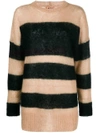 N°21 Nº21 Striped Longline Sweater - Brown