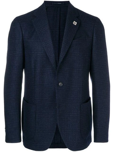Lardini Fine Check Print Tailored Jacket - Blue