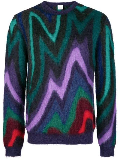 Paul Smith Blue Kid Mohair Sweater In Mitgr