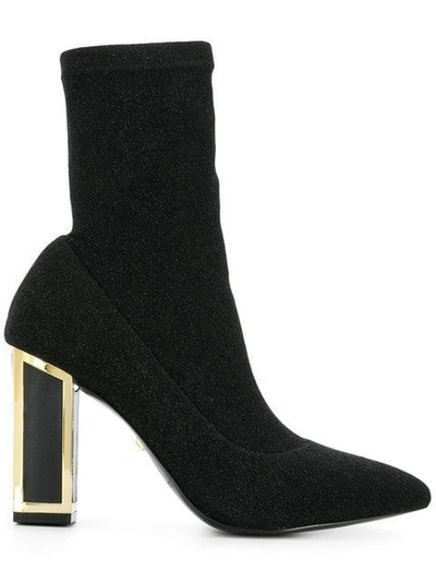 Kat Maconie Alexis Black Glitter Fabric Ankle Boots