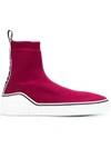 Givenchy Knitted Ankle-length Sneakers In Red