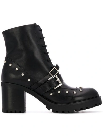 Tosca Blu Buckled Ankle Boots In Black