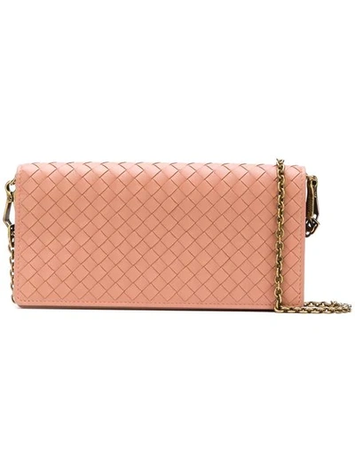 Bottega Veneta Intrecciato Weave Continental Wallet In Pink