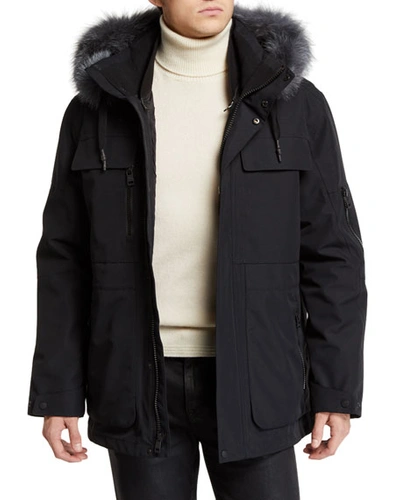 Andrew Marc Hamilton Systems Fur-trimmed 3-in-1 Jacket In Black