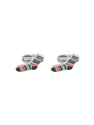 Paul Smith Rainbow Sock Cufflinks  In Silver