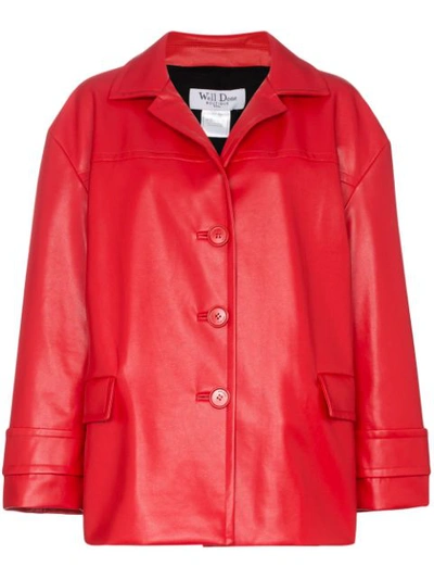 We11 Done We11done Oversized Faux Leather Jacket - Red