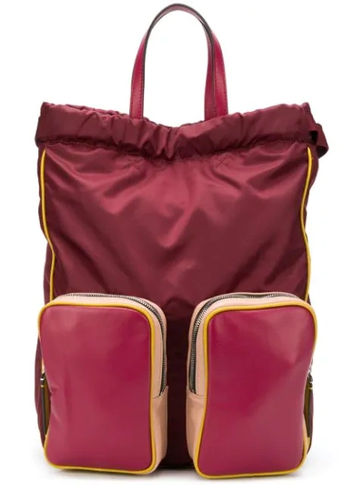 Marni Drawstring Top Backpack - Red