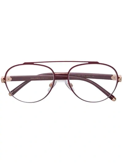 Dolce & Gabbana Round Aviator Frames In Red