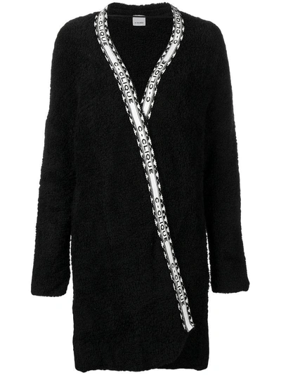 Pinko Wrap Fleece Coat In Black