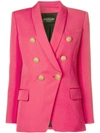 Balmain Double-breasted Wool Blazer In Fushia