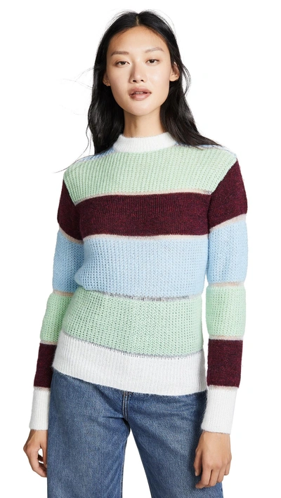Ph5 Massimo Mohair Color Blocked Pullover In Mint/maroon/multi