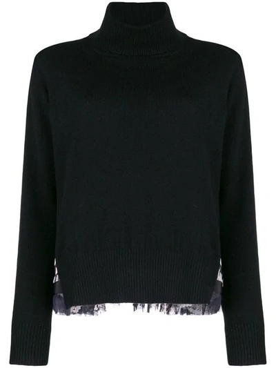 Sacai Rear Print Turtleneck Sweater - Black