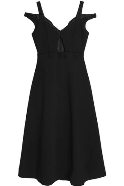 Carven Cold-shoulder Cutout Crepe Dress In Black