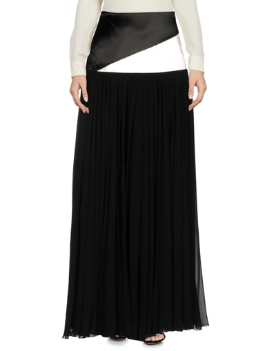 Lanvin Jupe Satin-paneled Pleated Chiffon Maxi Skirt In Black