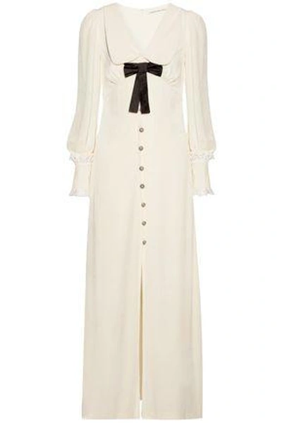 Alessandra Rich Woman Satin-trimmed Velvet Maxi Dress White