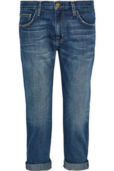 Current Elliott Cropped Low-rise Straight-leg Jeans In Mid Denim