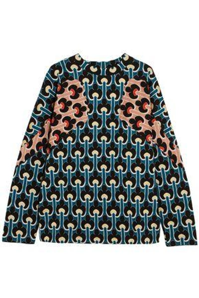 Marni Woman Jacquard-knit Cotton-blend Sweater Storm Blue