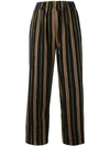 Forte Forte Masai Striped Metallic Cropped Pants In Black
