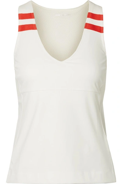 Tory Sport Padded V-neck Performance Tank In White