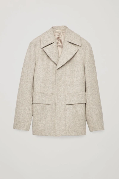 Cos Short Wool Peacoat In Brown