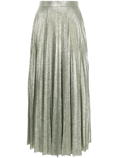 Emilia Wickstead Sunshine Metallic Pleated Skirt In Silver