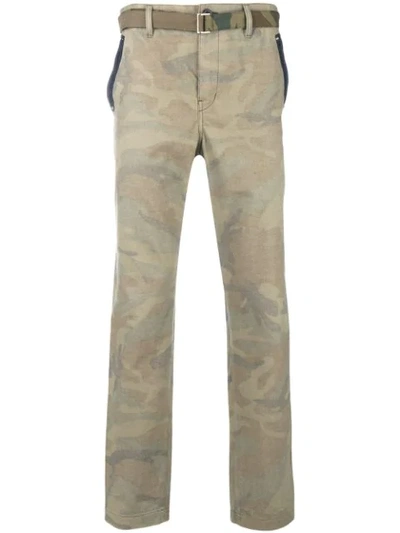 Sacai Camouflage Print Trousers In Green